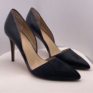 New G.I.L.I. Farrah Leather Calf Fur D’Orsay Heels
